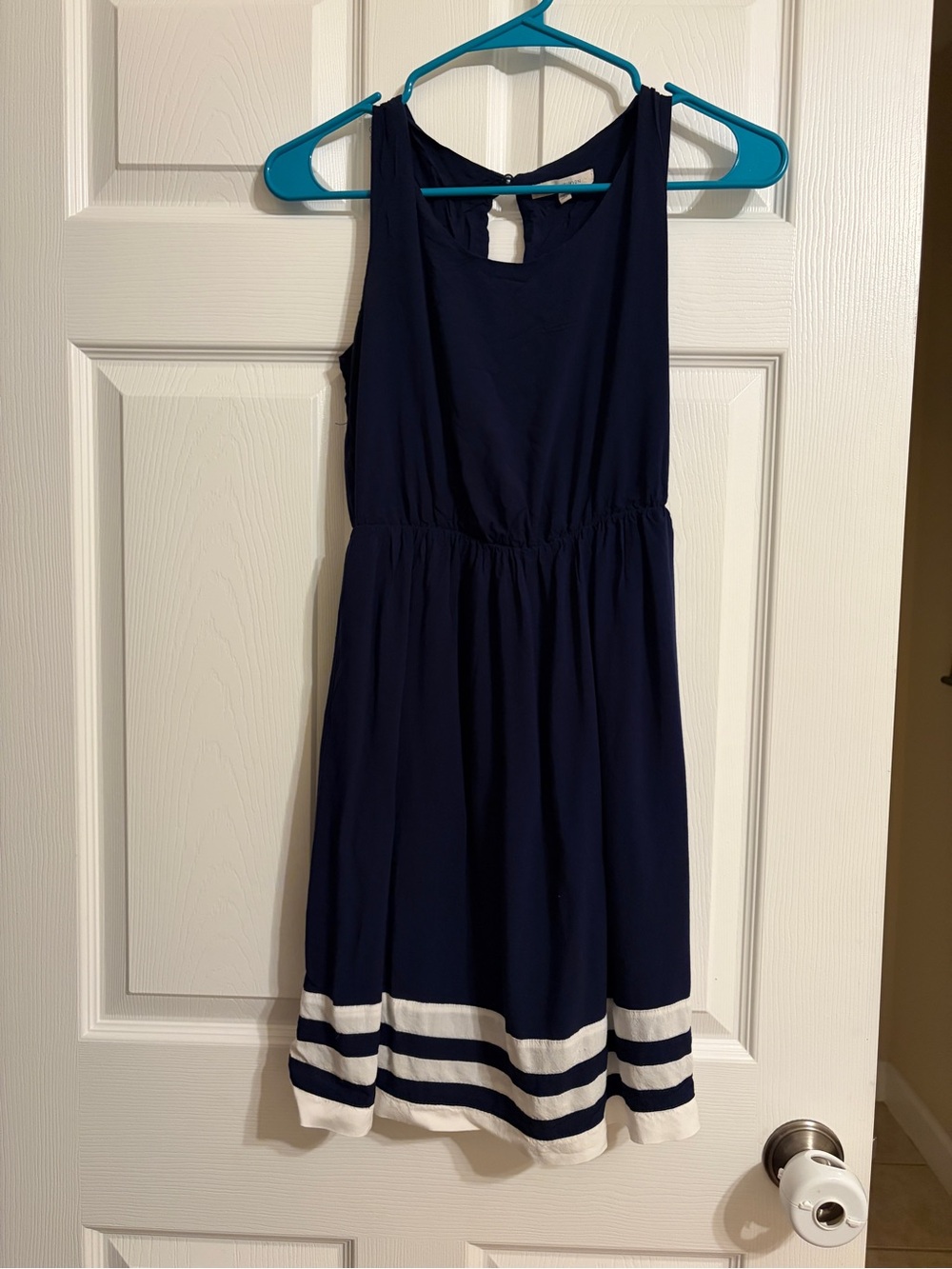 41 Hawthorn Navy Dress with White Stripe Hem